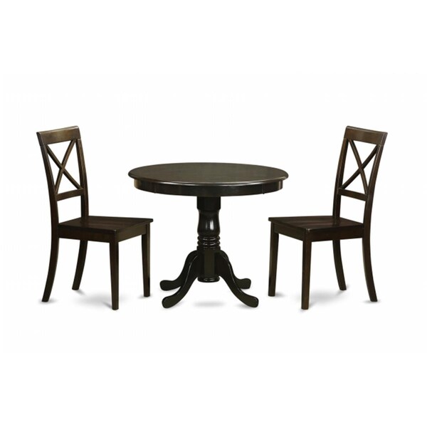 East West Furniture 3 Piece Kitchen Table Set-Drop Leaf Table Plus 4 Dining Chairs ANBO3-CAP-W - main